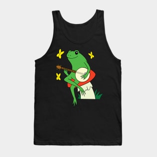 Banjo Playing Frog Sitting on a Red Toadstool Tank Top